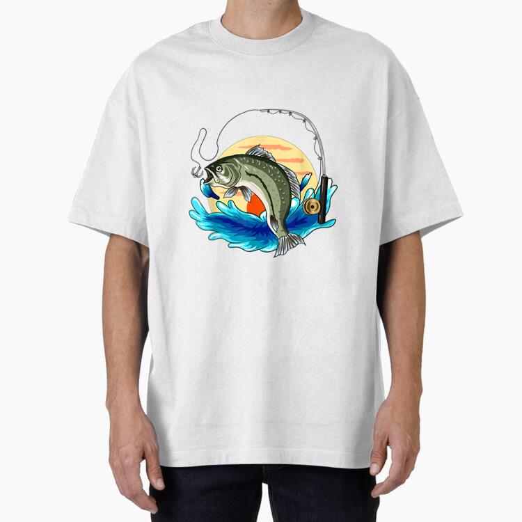 Sunset Fishing Retro Oversized T-Shirt