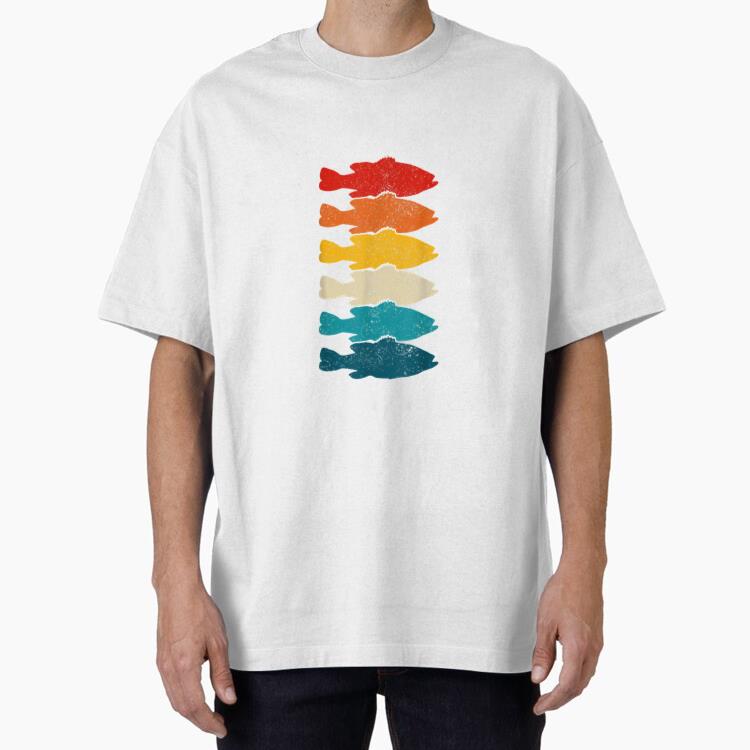 Vintage Fish Bass Fishing Fisherman Oversized T-Shirt