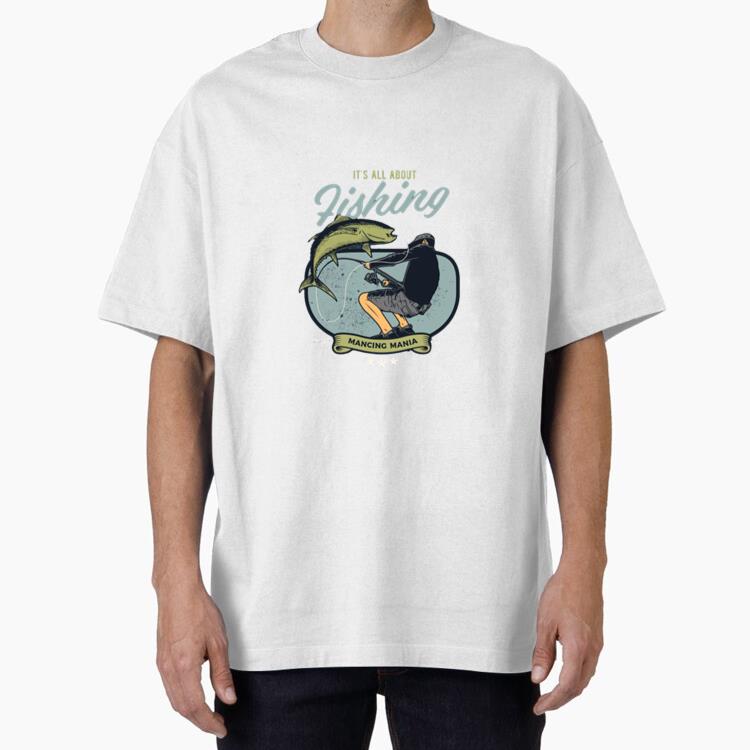 Woman Excited Modern Fishing Oversized T-Shirt