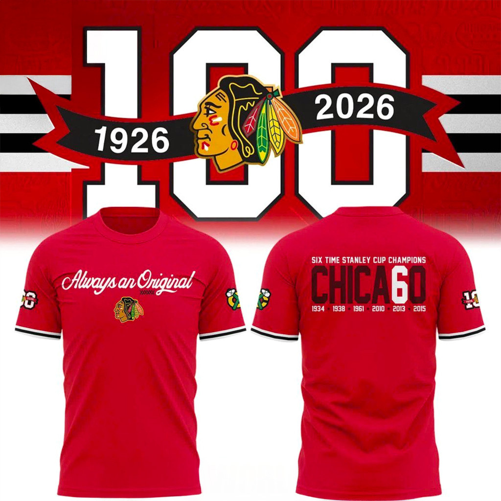 100th Anniversary Chicago Blackhawks T-Shirt Best Gifts For Hockey Fans