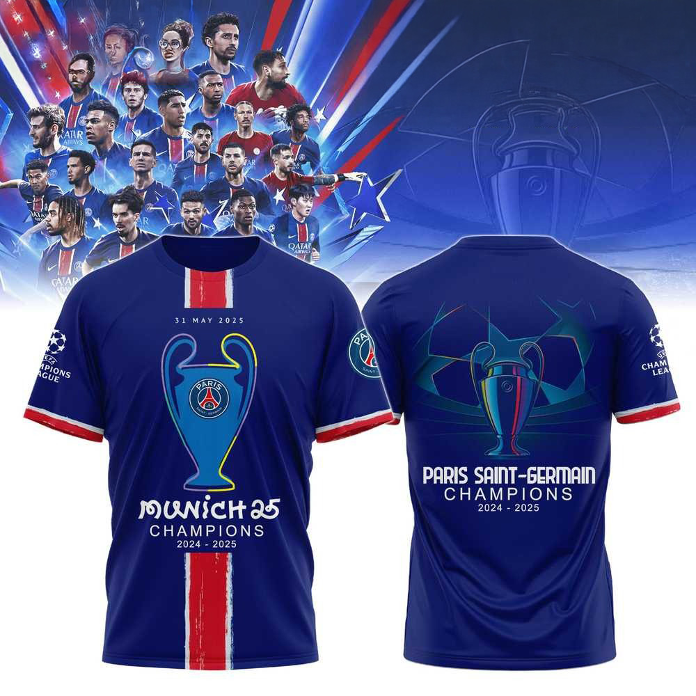 2025 Paris Saint-Germain Champions Shirt PSG Merch UEFA Munich 25 T-Shirt