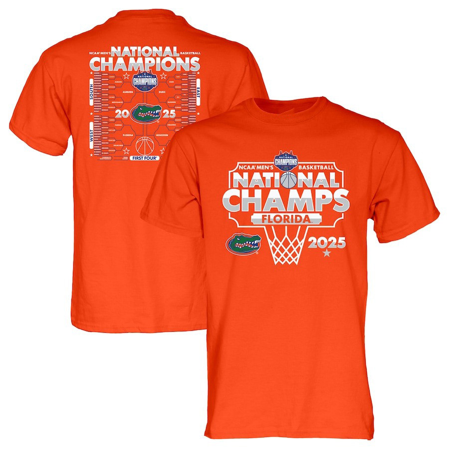 84 Orange Florida Gators 2025 NCAA Mens Basketball National Champions Bracket T-Shirt