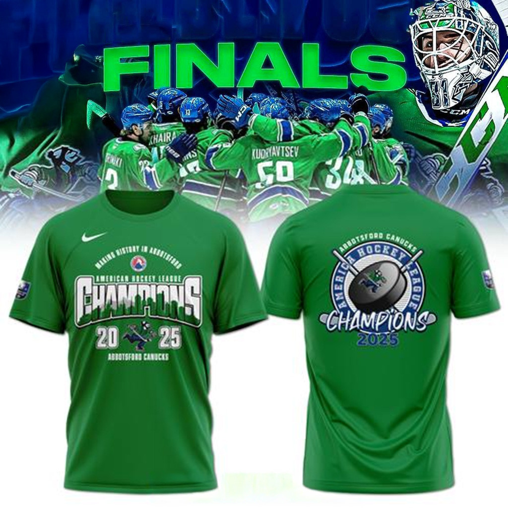 Abbotsford Canucks 2025 AHL Champions Green T-Shirt Abbotsford Canucks Merch Fans Gifts