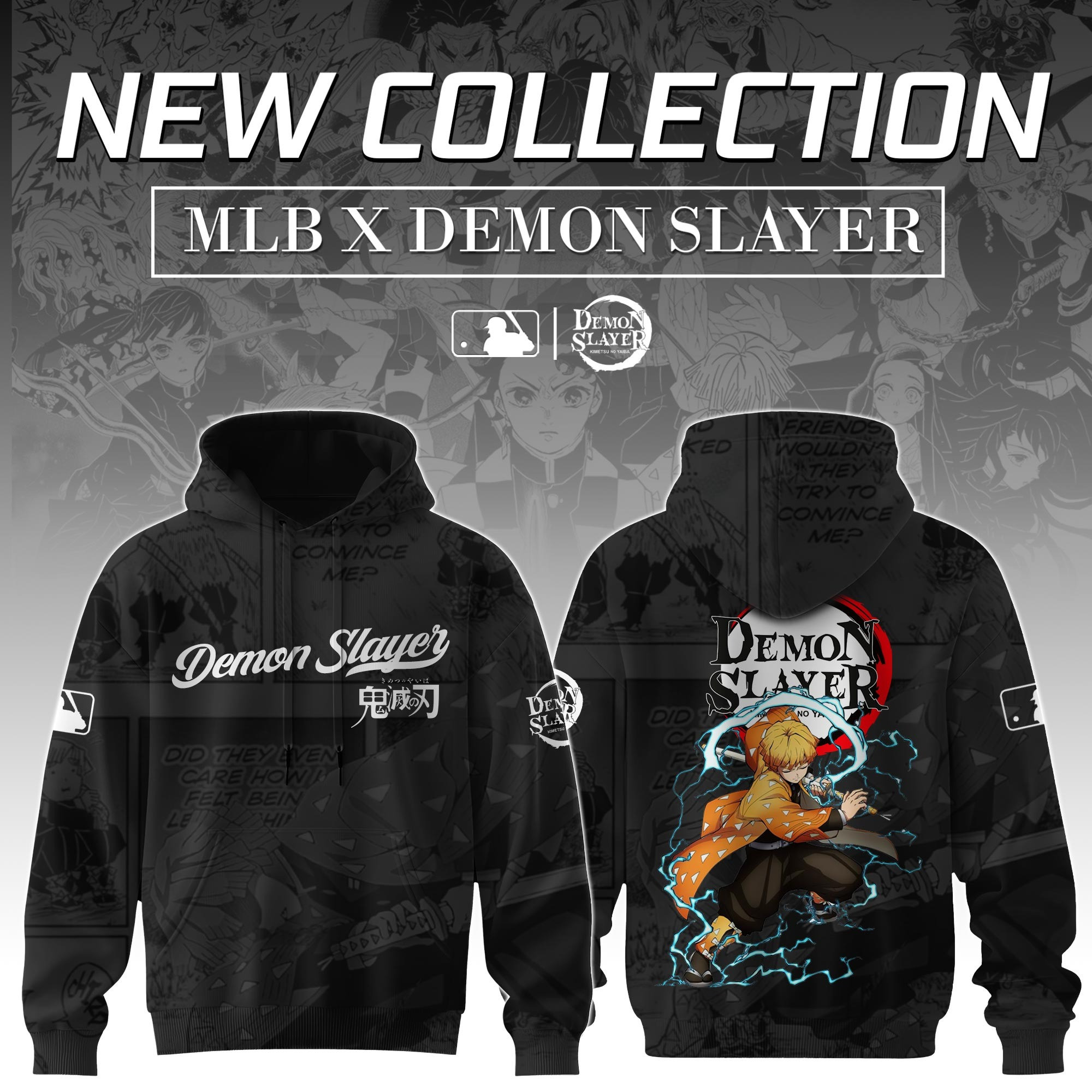 Agatsuma Zenitsu Demon Slayer x MLB Baseball Hoodie Editions  Best Gift For Anime Lovers