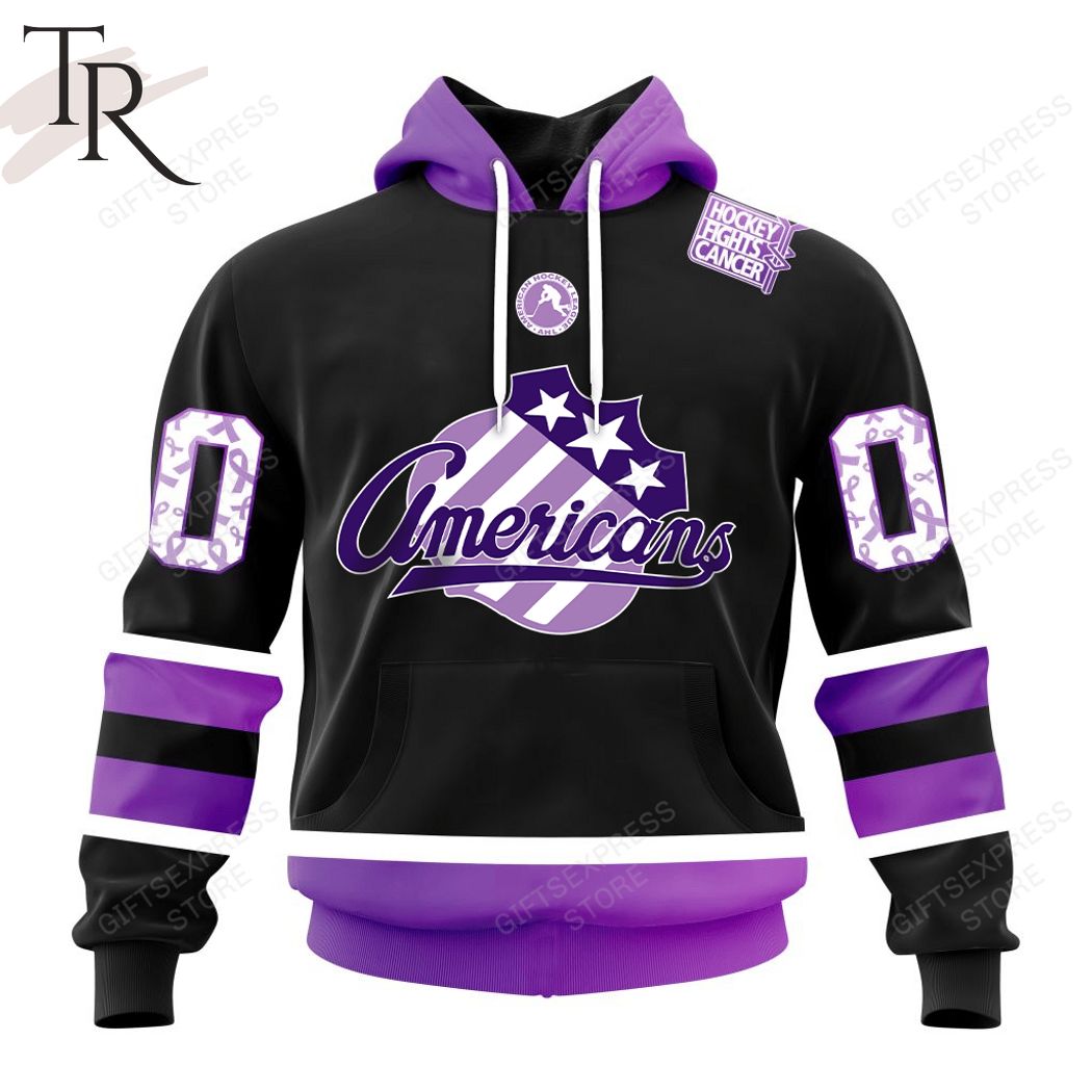 AHL Rochester Americans Black Hockey Fights Cancer Hoodie - Luxinhoes