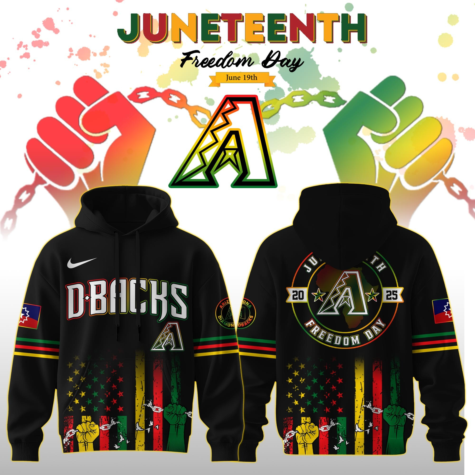 Arizona Diamondbacks MLB X Juneteenth Day 2025 Hoodie Themed Baseball Fan Merch Gifts