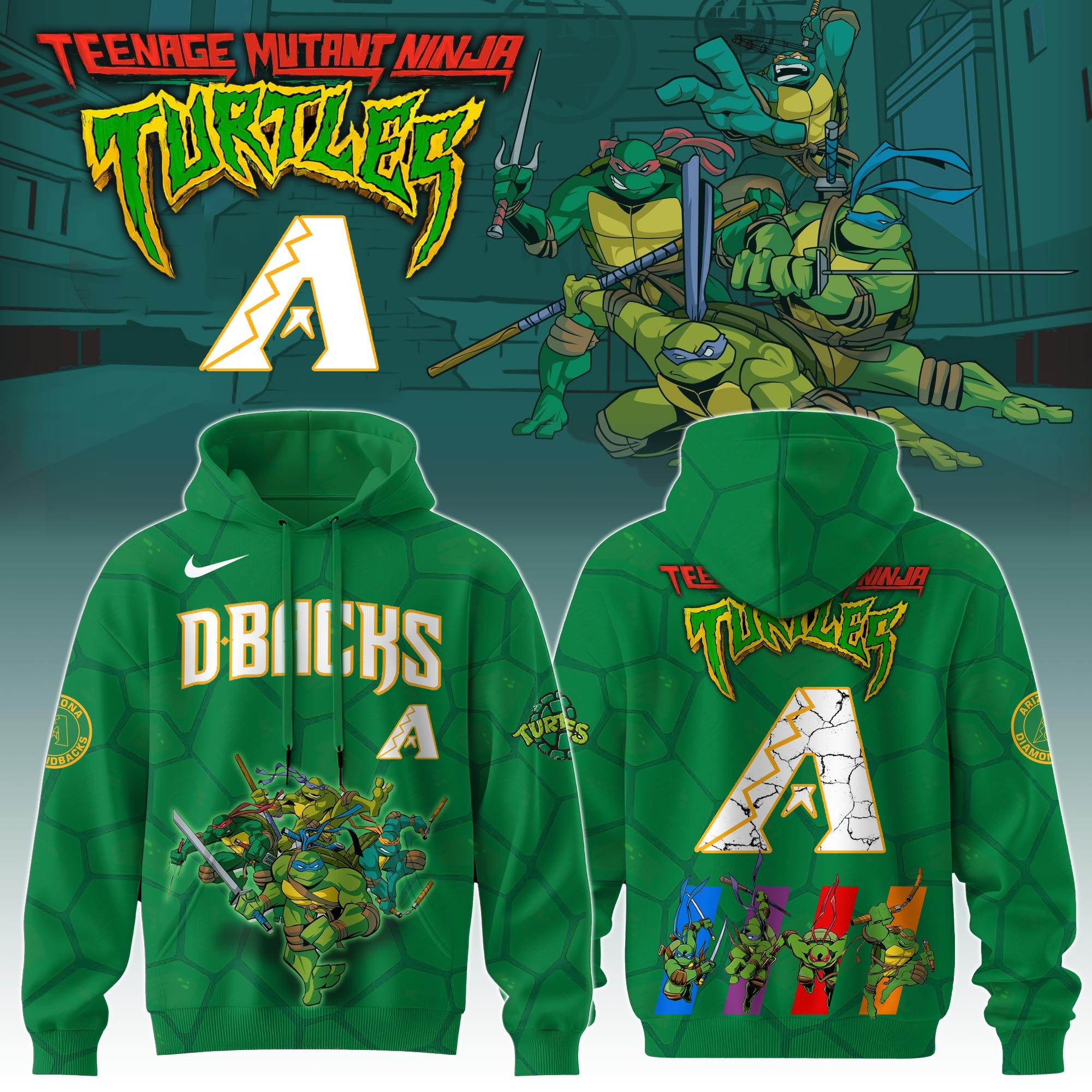 Arizona Diamondbacks MLB X Ninja Turtles Hoodie Baseball Ninja Turtles Lovers Fan Gifts