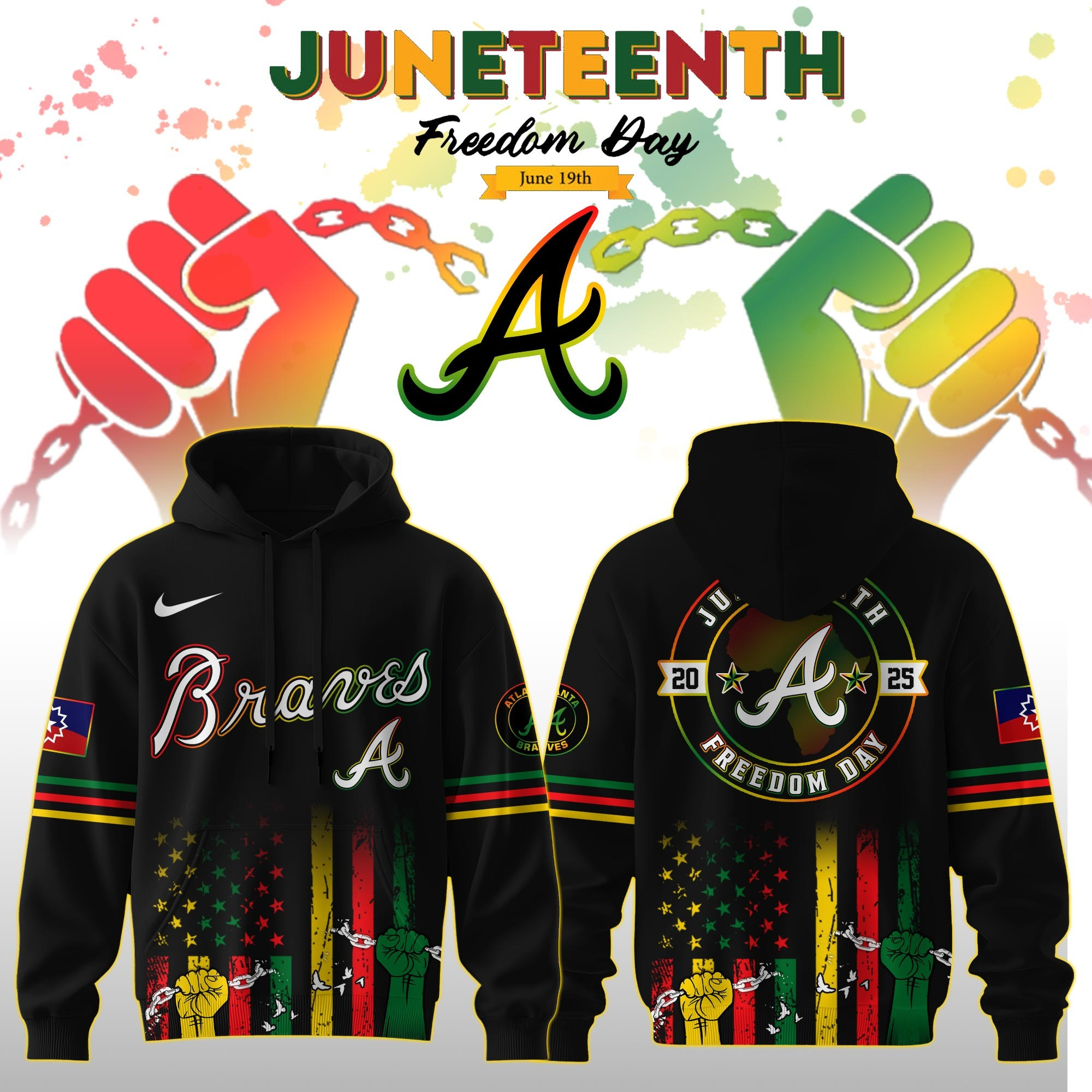 Atlanta Braves MLB X Juneteenth Day 2025 Hoodie Themed Baseball Fan Merch Clothing Gifts