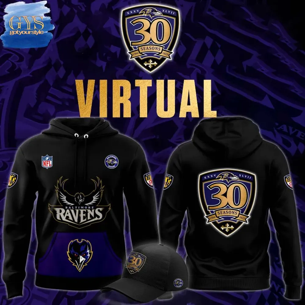 Baltimore Ravens 30th Season Virtual Limited Edition Hoodie Gift For Sport Music Fans