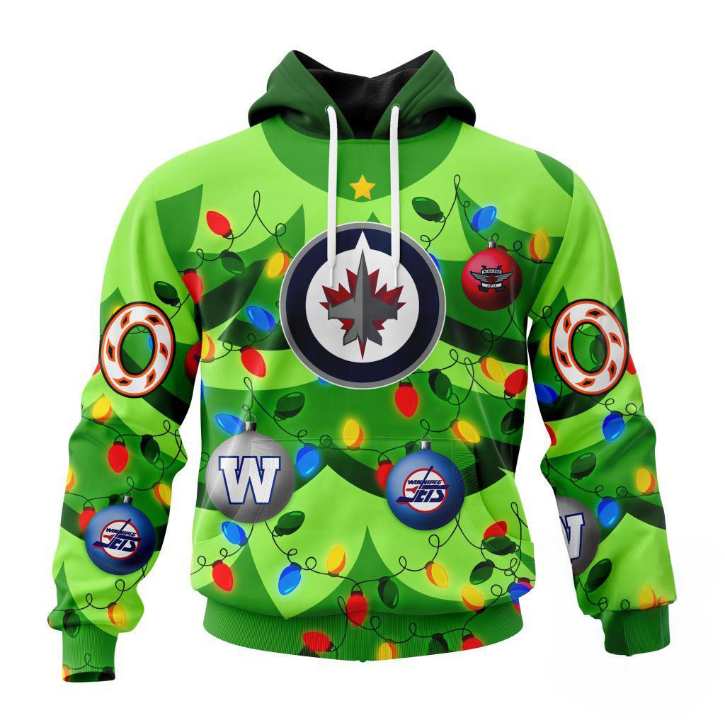 Custom NHL Winnipeg Jets Specialized Christmas Tree Color And Citys Sports Teams Hoodie