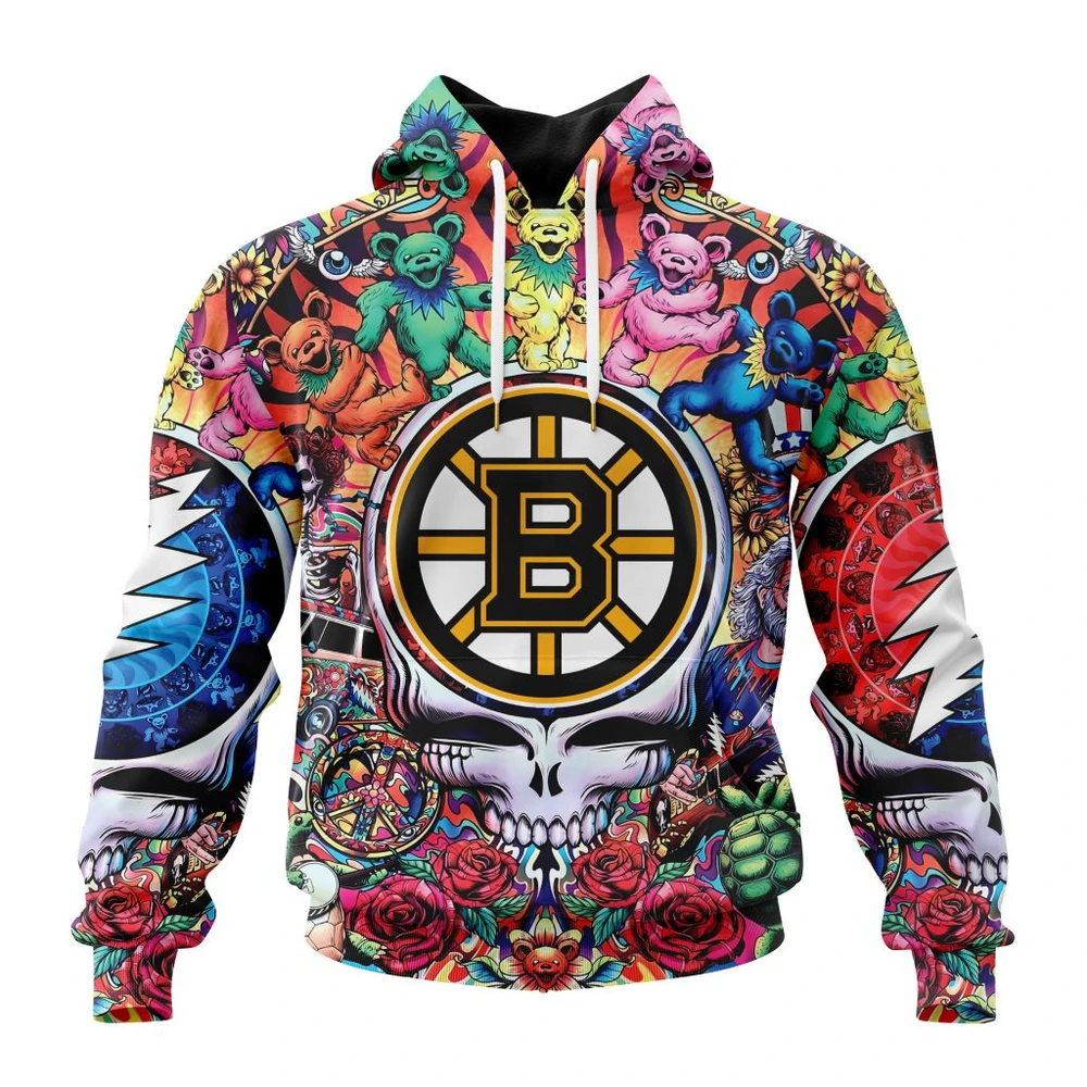 Hoodie NHL Boston Bruins Special Grateful Dead Design St2304 Gift For Sport Music Fans