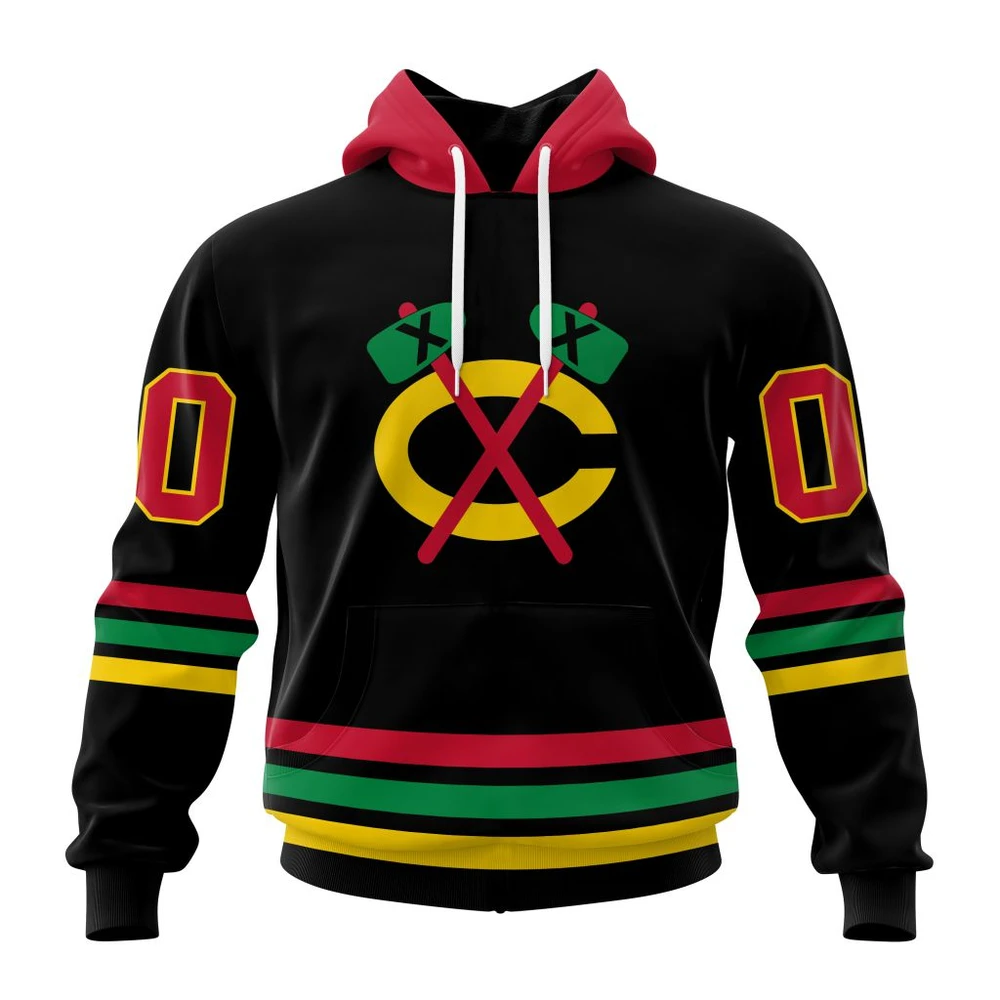 Hoodie NHL Chicago Blackhawks Special Blackout Design St2401 Gift For Sport Music Fans