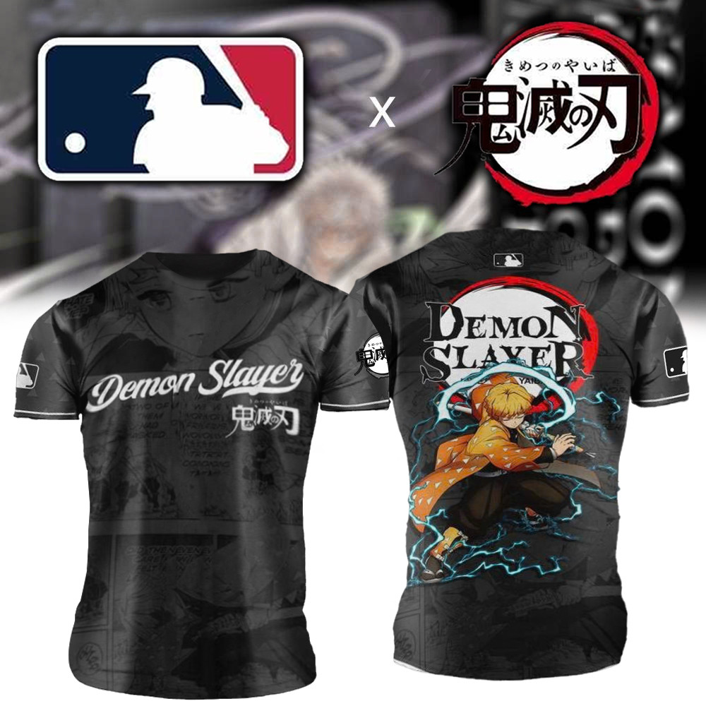 MLB x Demon Slayer Merch T-Shirt Zenitsu Demon Slayer Merch Presents For Basketball Fans