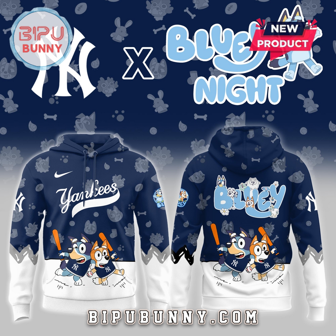 New York Yankees 2025 Bluey Night Hoodie Gift For Sport Music Fans