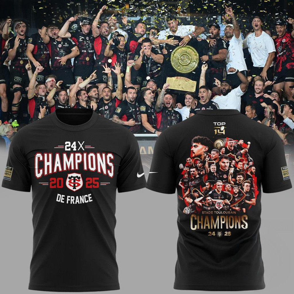 Stade Toulousain Champions Top 14 Rugby 2025 T-Shirt Gifts For Fans