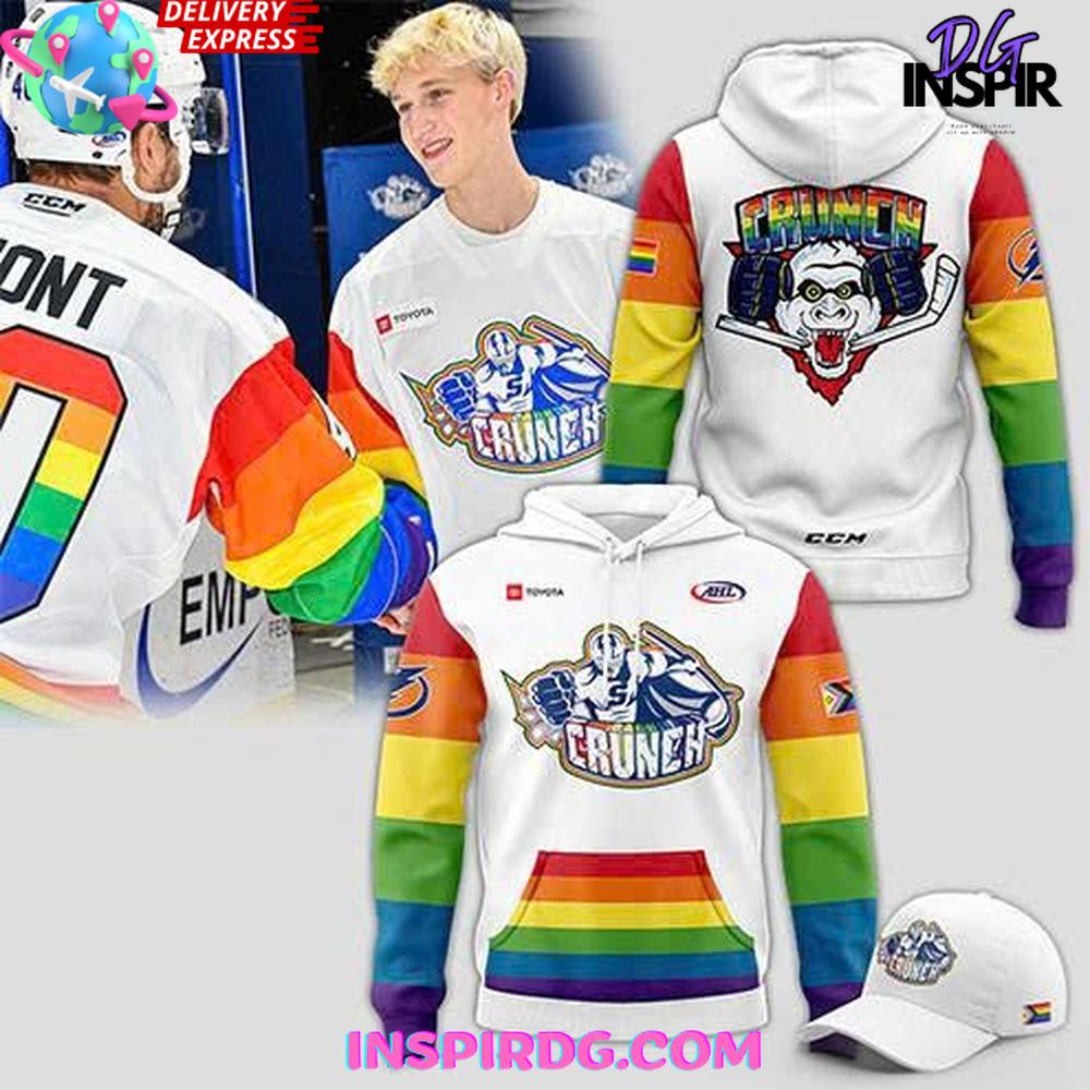 Syracuse Crunch Pride Month 2025 White Hoodie Gift For Sport Music Fans