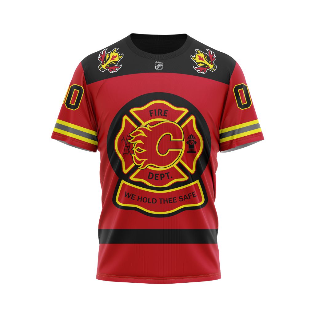 T-shirt Calgary Flames | Specialized Honorr Firefighter As Hero Of The Game V0422