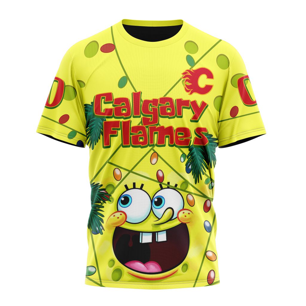 T-shirt Calgary Flames Specialized Jersey With SpongeBob V0122