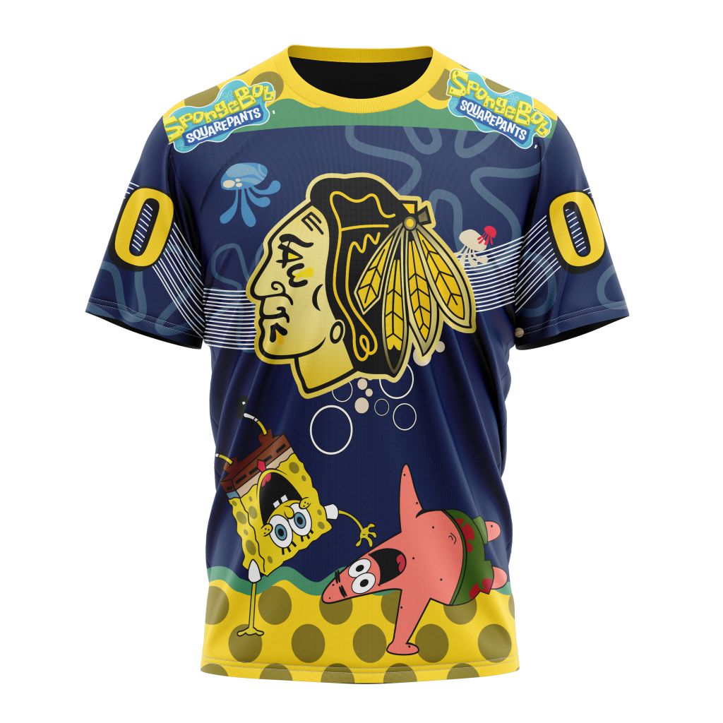T-shirt Chicago BlackHawks | Specialized Jersey With SpongeBob