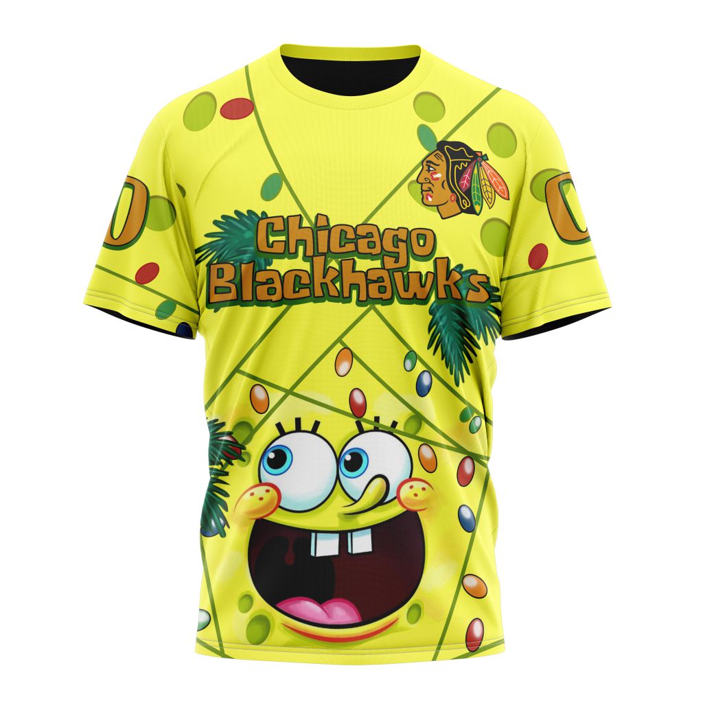 T-shirt Chicago BlackHawks | Specialized Jersey With SpongeBob V0122