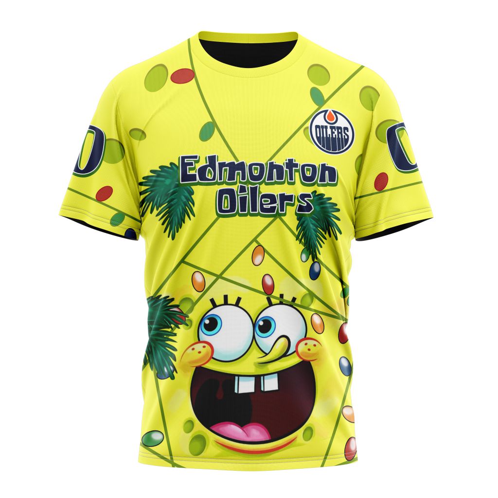 T-shirt Edmonton Oilers Specialized Jersey With SpongeBob V0122