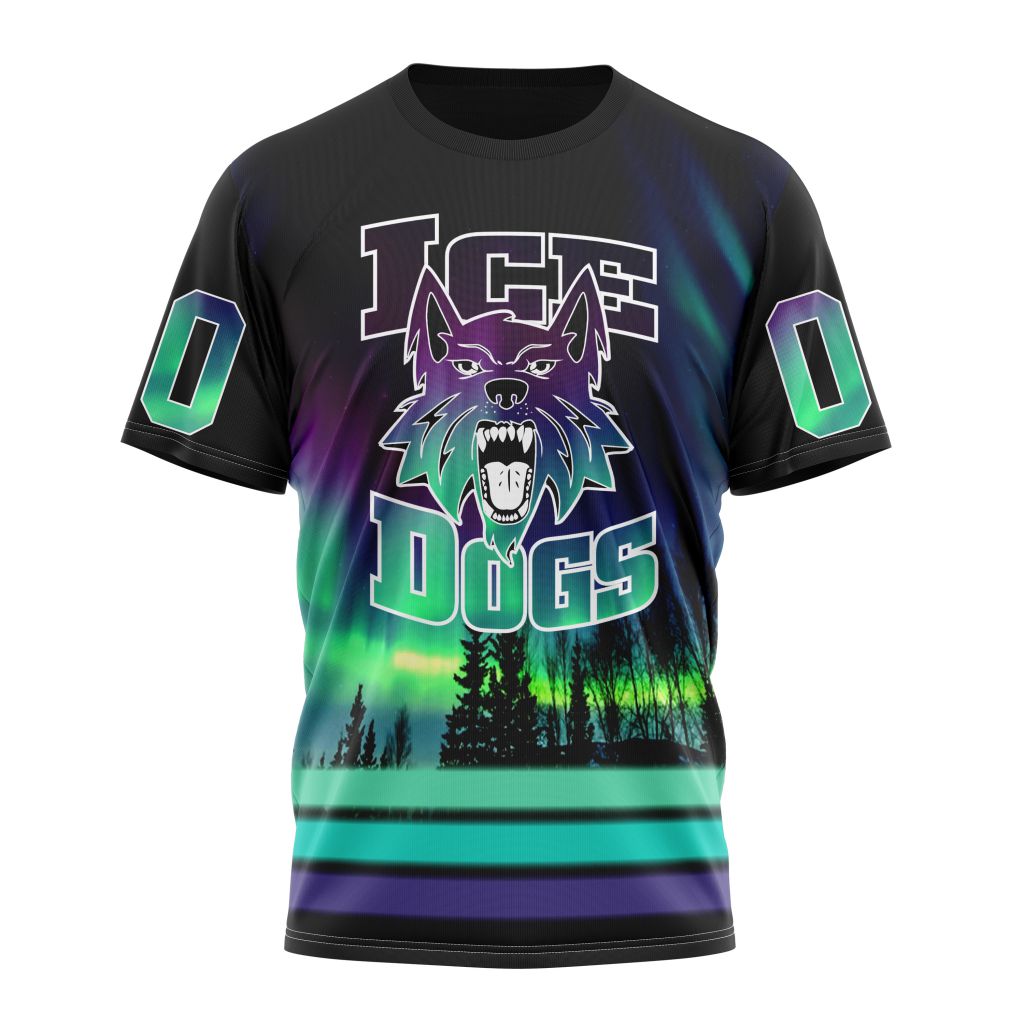 T-shirt NAHL Fairbanks Ice Dogs Special Design With Northern Lights ST2301
