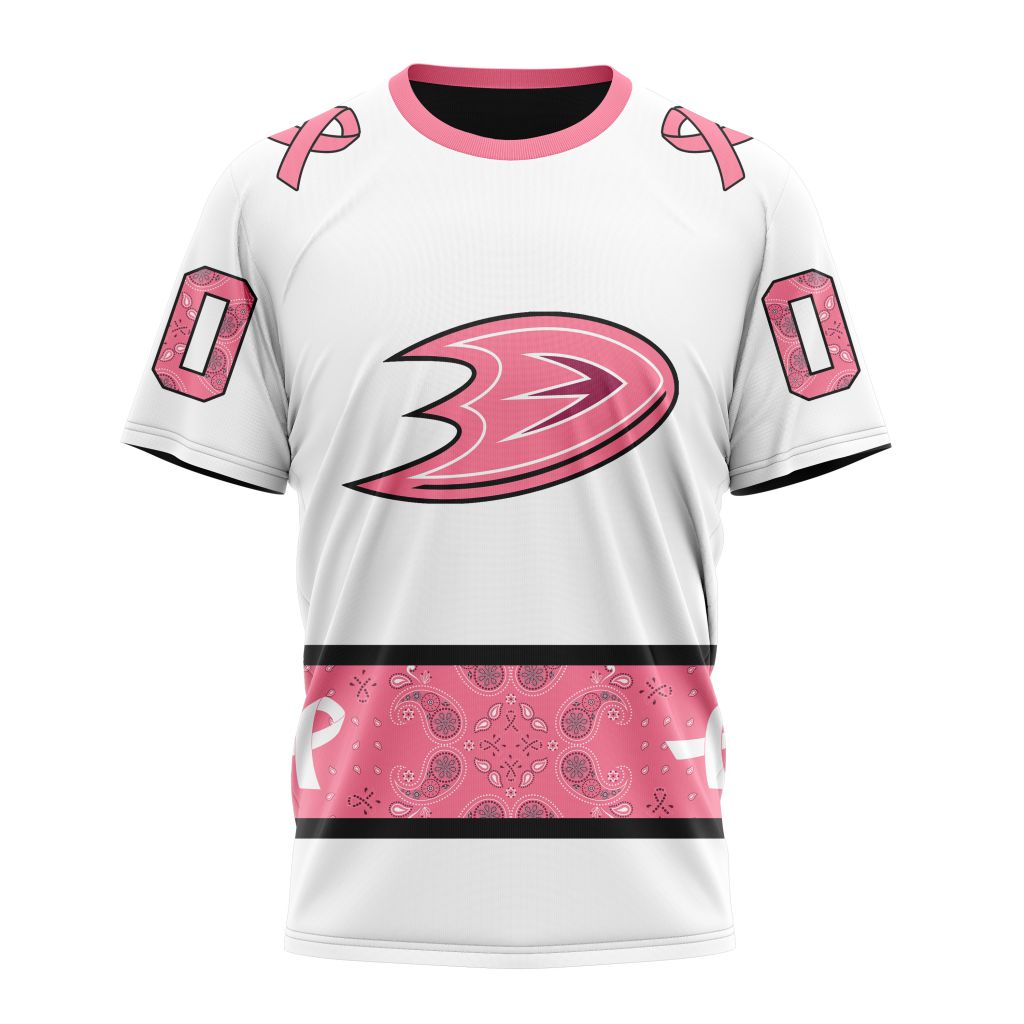 T-shirt NHL Anaheim Ducks In Classic Style With Paisley! WE WEAR PINK BREAST CANCER