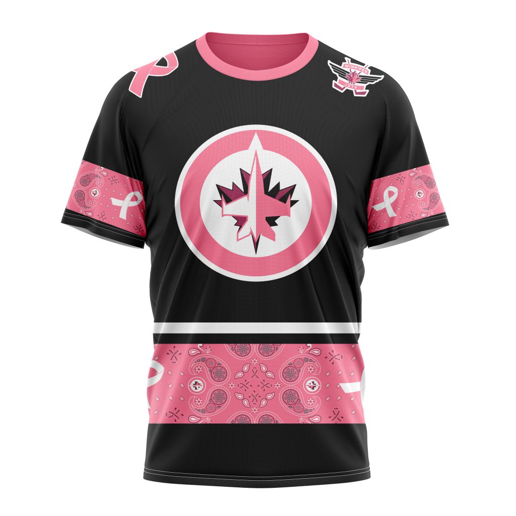 T-shirt NHL Winnipeg Jets | Specialized Design In Classic Style With Paisley! WE WEAR PINK BREAST CANCER