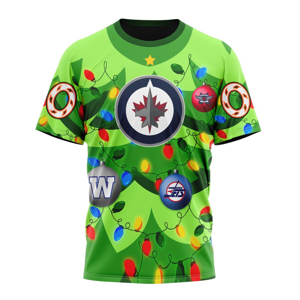 T-shirt NHL Winnipeg Jets | Specialized Unisex Kits With Unisex Kits With Christmass Tree Color And City's Sport Teams
