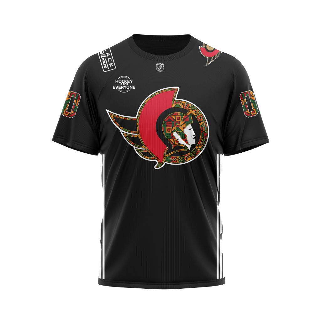 T-shirt Ottawa Senators Black History Month Pattern | Personalized NameNumber V22