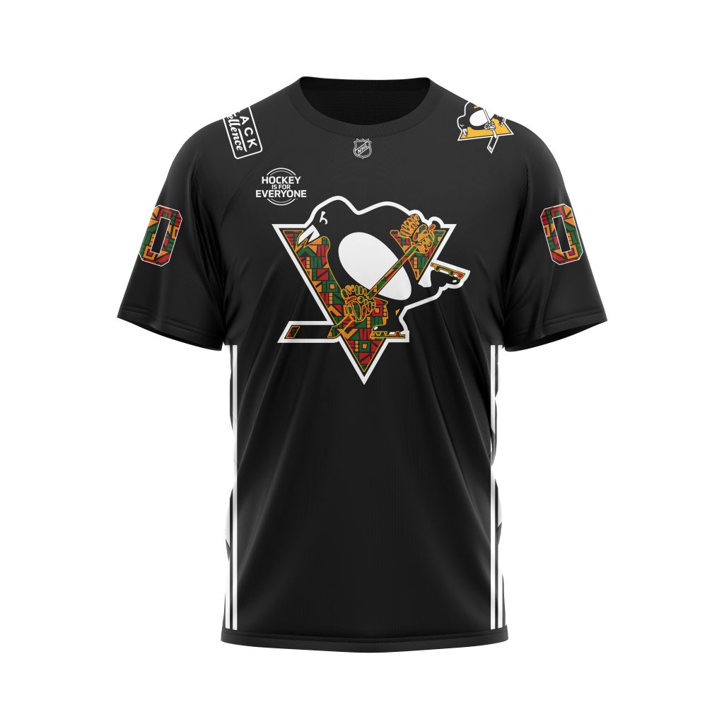 T-shirt Pittsburgh Penguins Black History Month Pattern | Personalized NameNumber V22