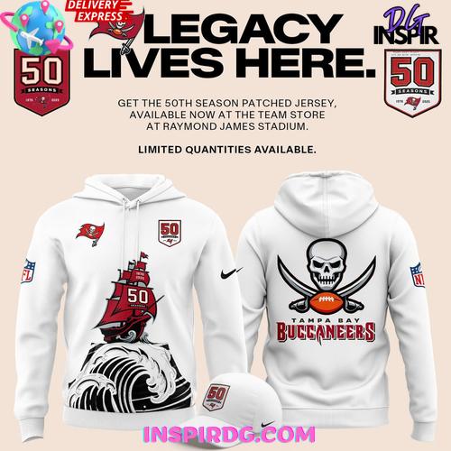 Tampa Bay Buccaneers Celebrate The Legacy of 50 Seasons White Hoodie Gift For Sport Music Fans