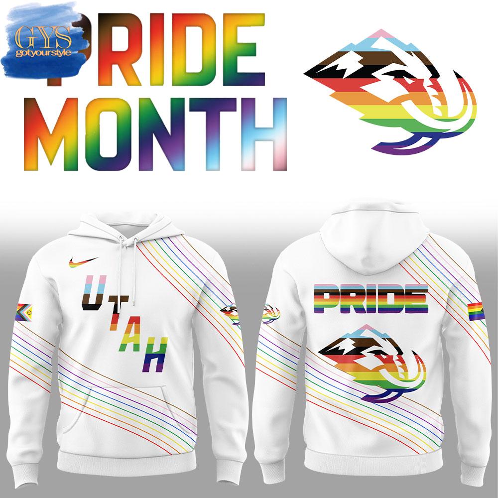 Utah Mammoth Happy Pride Month White Hoodie Gift For Sport Music Fans