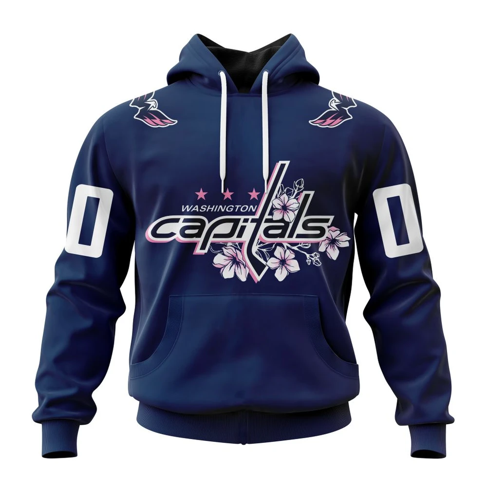 Washington Capitals Cherry Blossom NHL Hoodie Ã¢â‚¬Å“ Floral Hockey Gift
