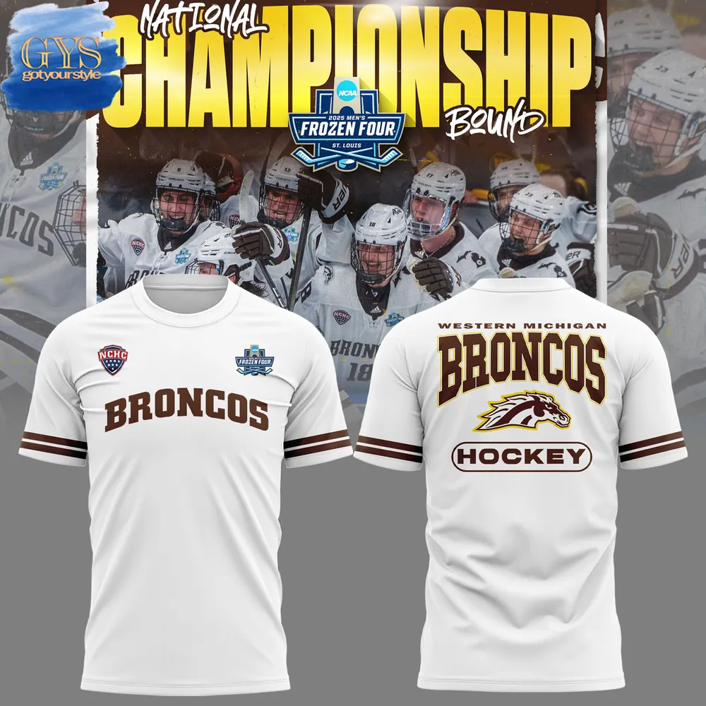 Western Michigan Broncos WMU NCAA Hockey Champions 2025 T-Shirt Hoodie Gift For Sport Music Fans